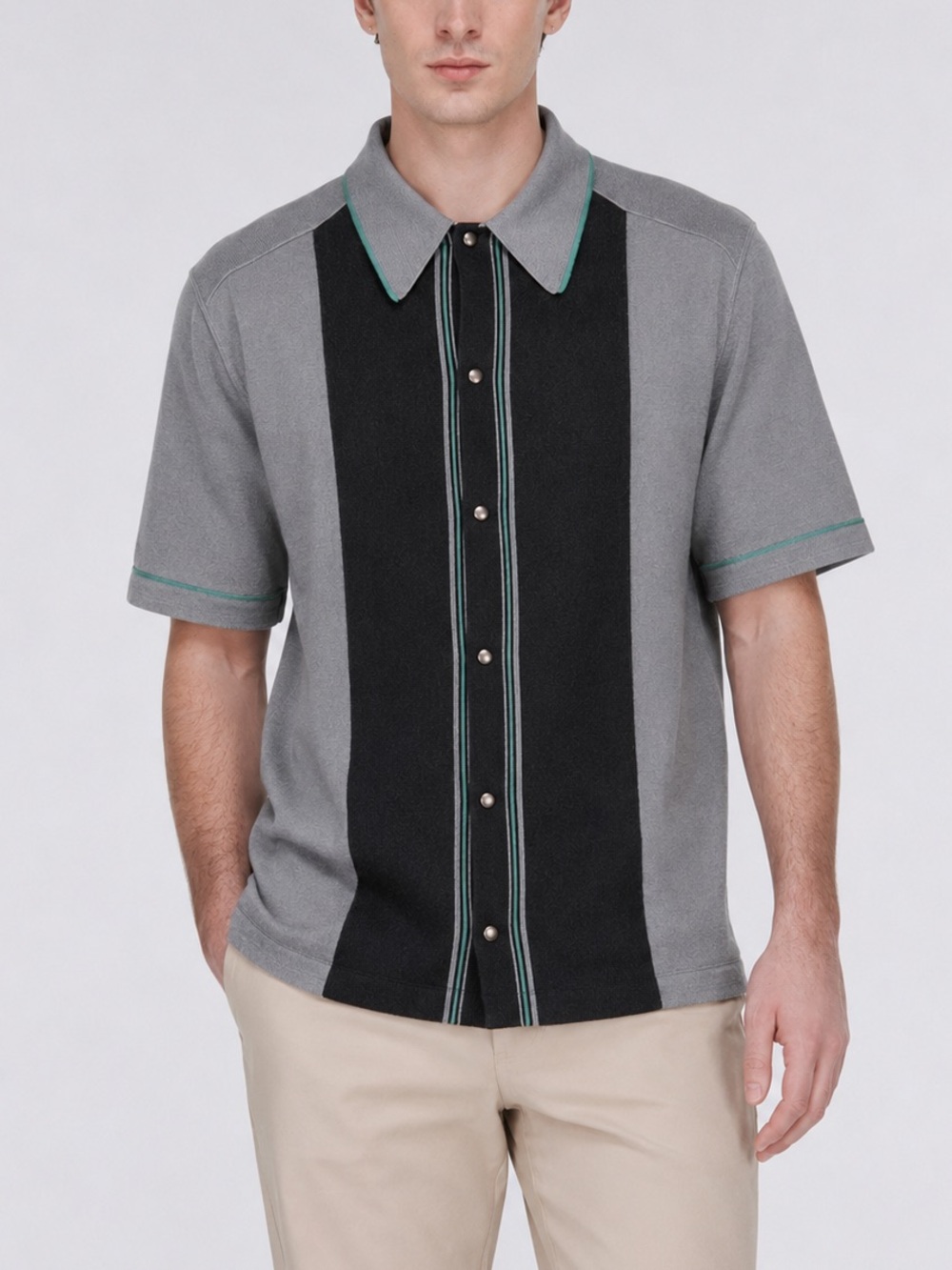 Lanvin Knot Snap Closure Bowling Collar Wool Shirt